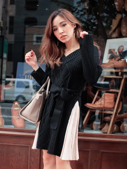 サイドプリーツケーブルニットワンピース Lip Service リップサービス のワンピース通販 Tokyo Outlet Week Online