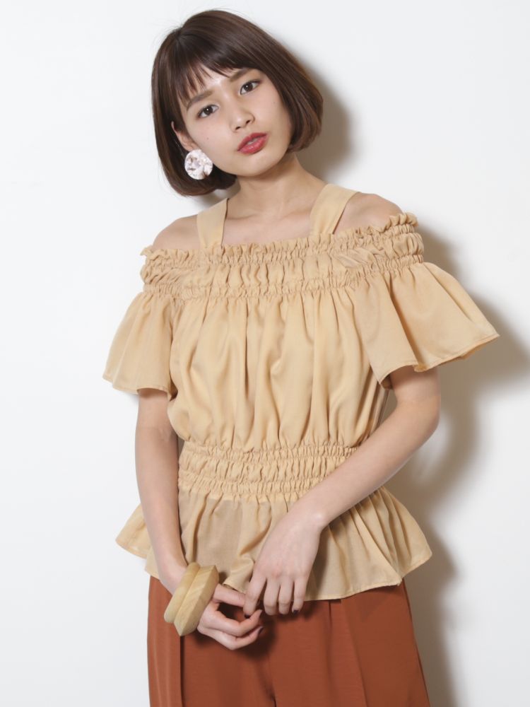 ランダムギャザーオフショルダーブラウス Lagunamoon ラグナムーン のシャツ ブラウス通販 Tokyo Outlet Week Online