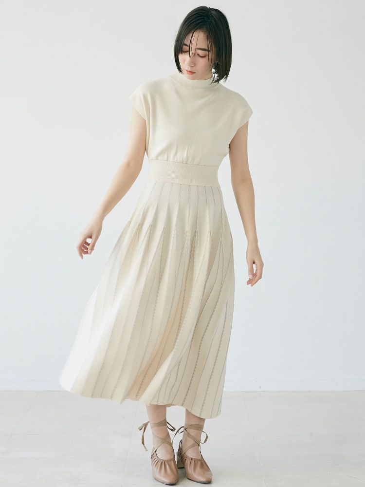 ピンタックフォルムノースリーブニットワンピース Lagunamoon ラグナムーン のワンピース通販 Tokyo Outlet Week Online