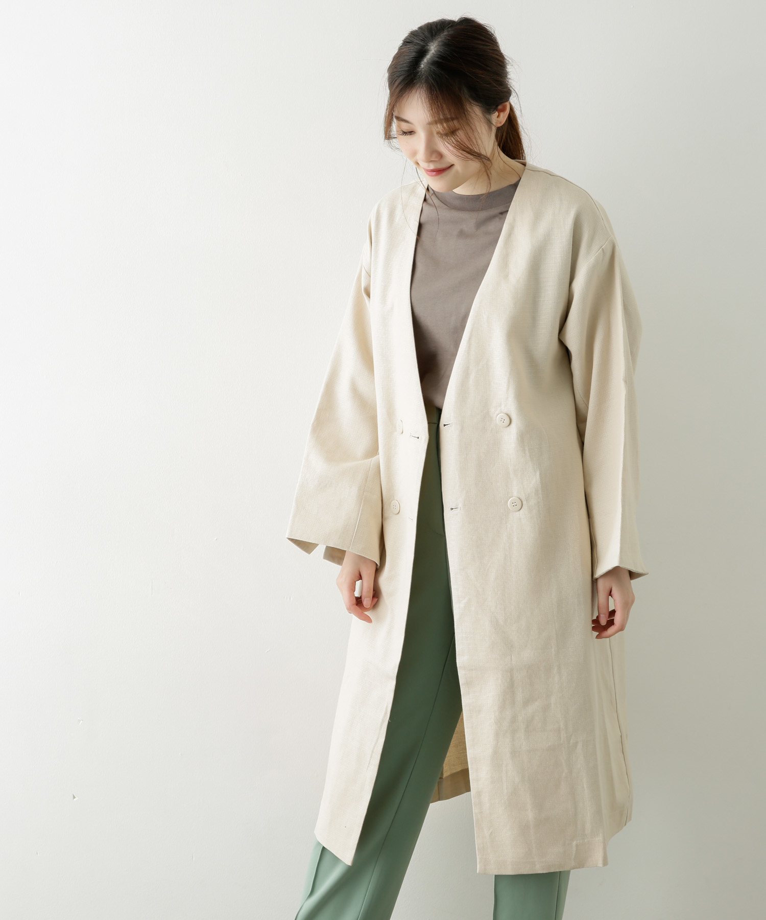 リネンノーカラーコート Sense Of Place By Urban Research センス オブ プレイス バイ アーバンリサーチ の ノーカラージャケット通販 Tokyo Outlet Week Online