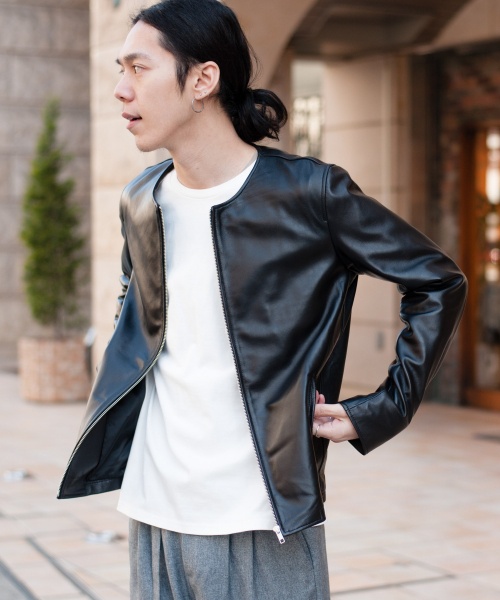 羊革ノーカラージャケット Warehouse ウエアハウス のライダース 羊革ノーカラージャケット Warehouse ウエアハウス のライダース